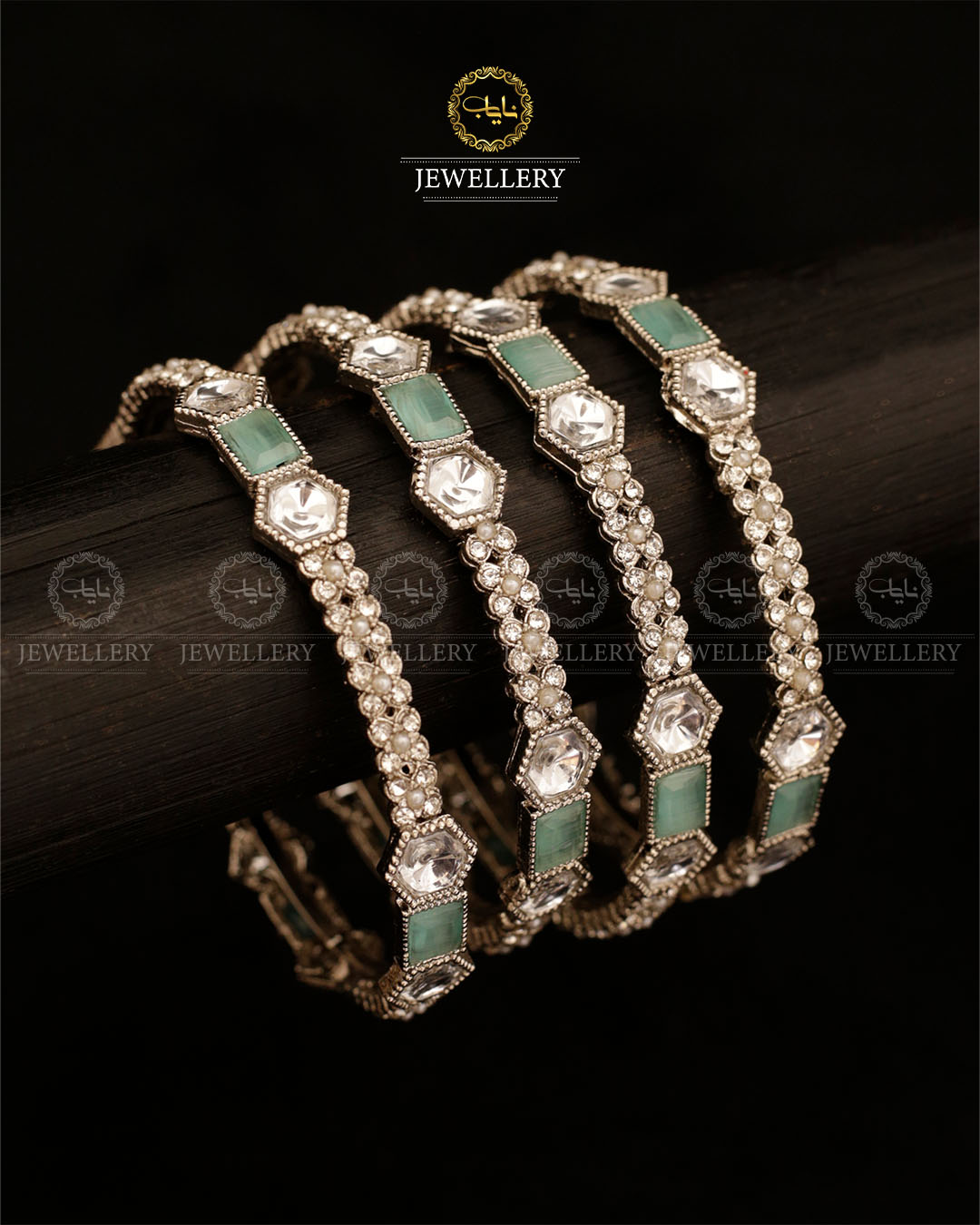 Nida 4 Pcs uncut Bangles set Silver BL-506