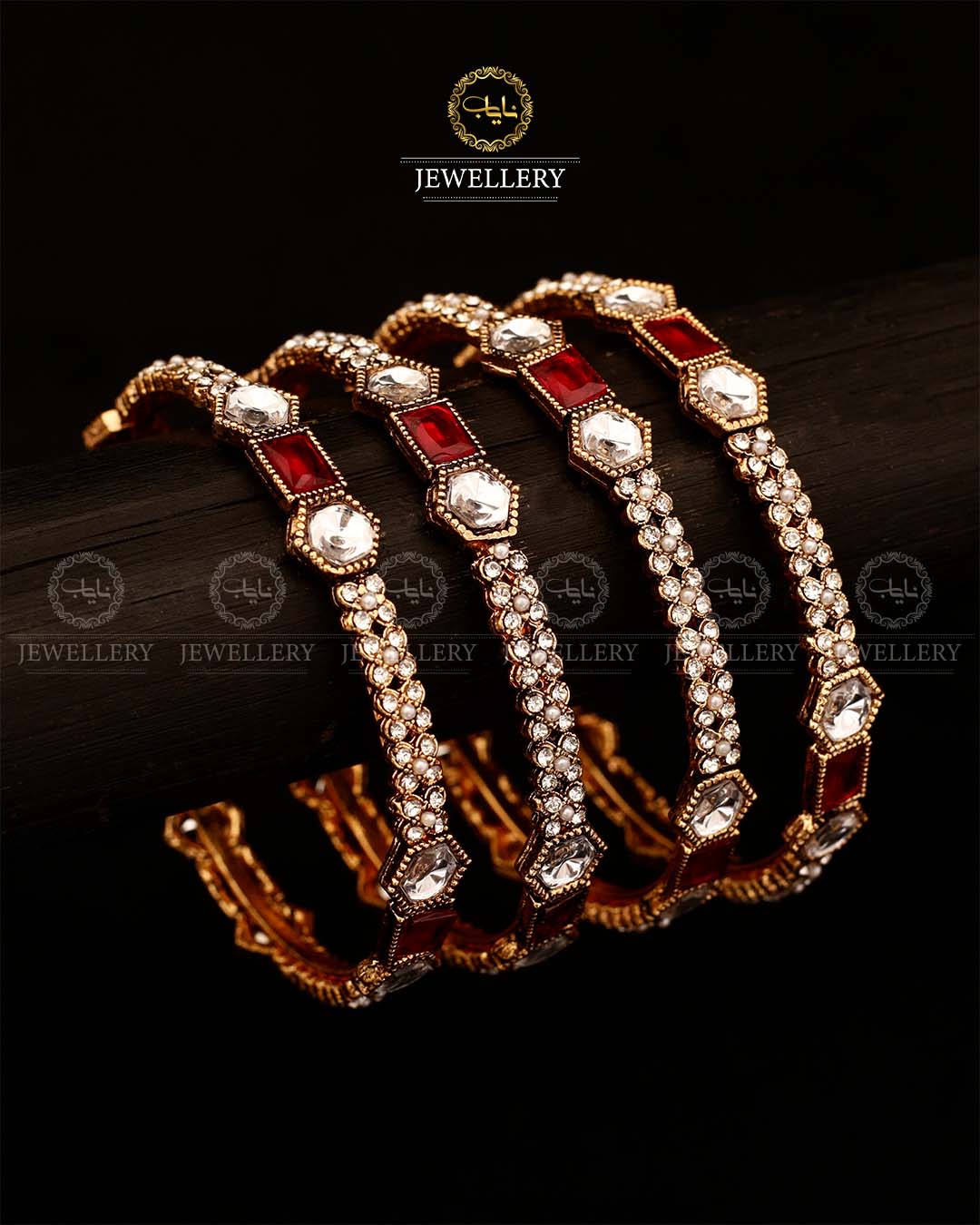 Nida 4 Pcs uncut Bangles set Golden BL-506