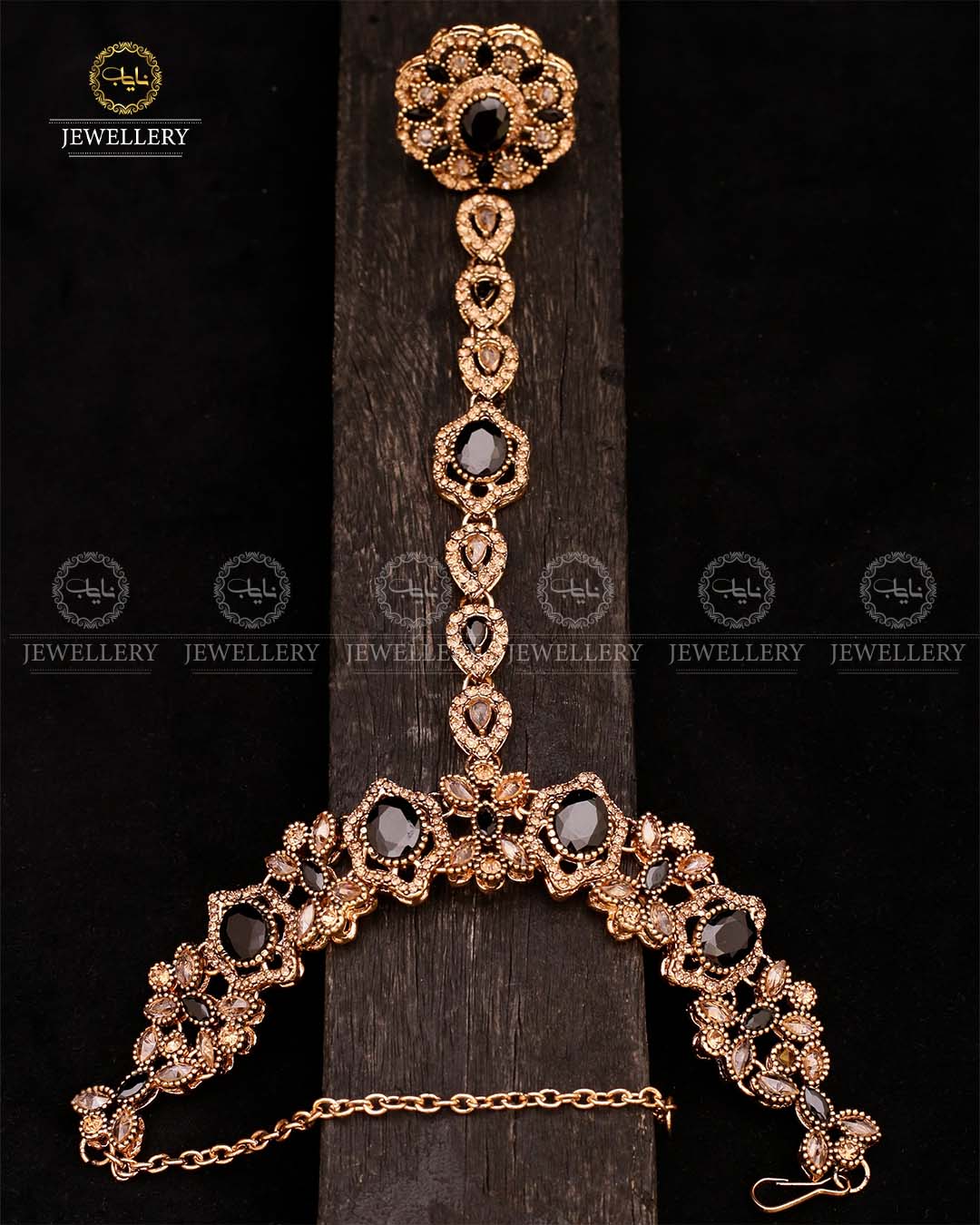 Nafees Zarcon Anja (bracelet with ring)-2324-Golden Nayab Jewellery