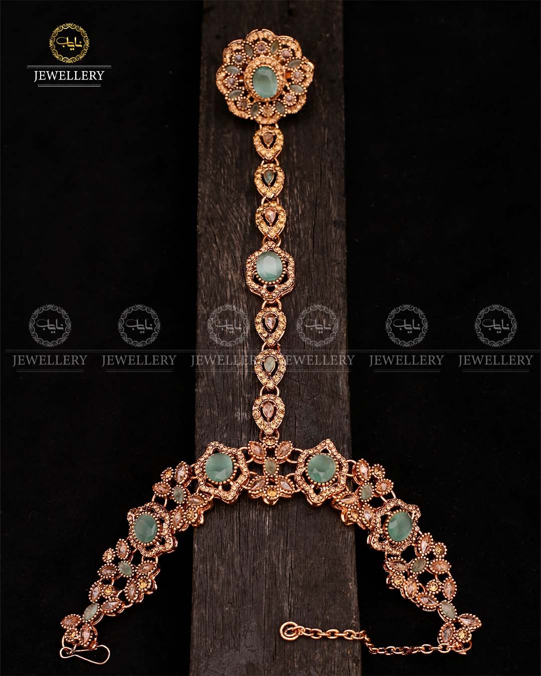 Nafees Zarcon Anja (bracelet with ring)-2324-Golden Nayab Jewellery