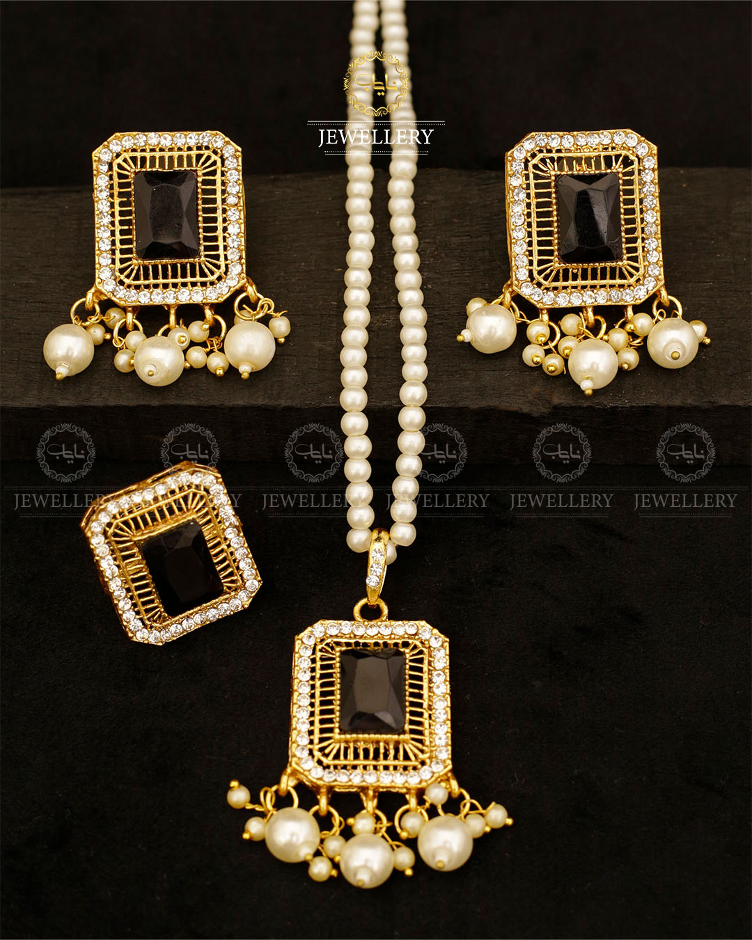 Saqure Stone Locket Combo set with Mala L-900